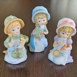 Lefton Porcelain Garden Girls Figurine Collectibles - VINTAGE! Set of Three (3)